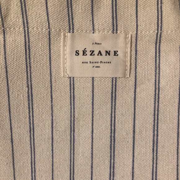 Sezane NWOT Blue Stripes Tote Bag - Picture 5 of 6